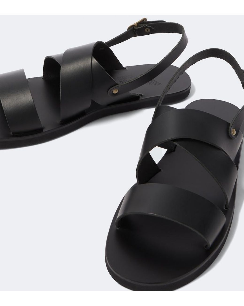 Ancient Greek Sandals Black Miltos Leather Slingback Sandals for men