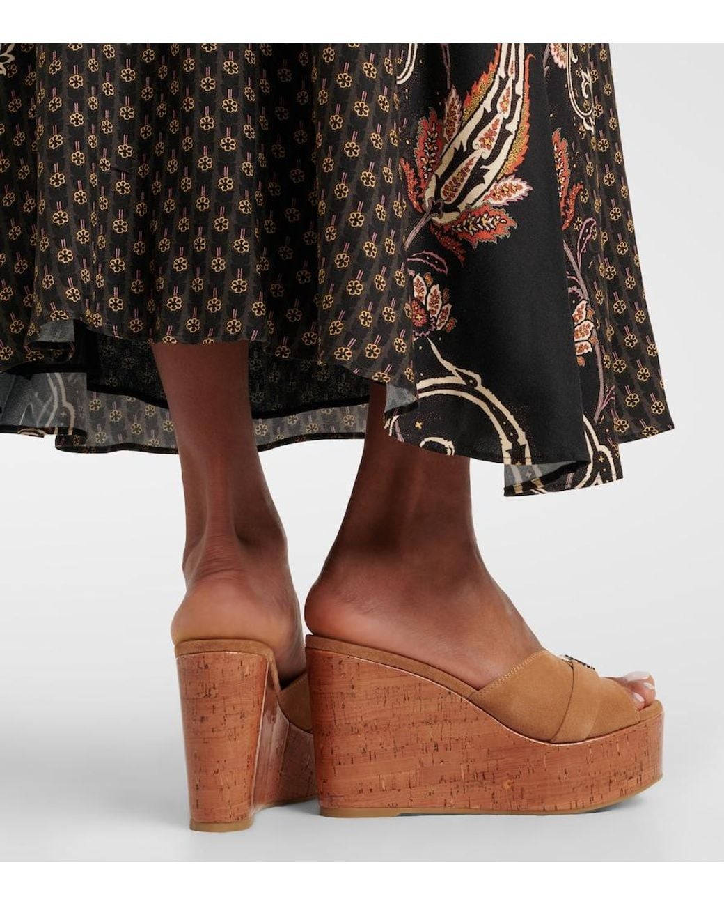 Jimmy Choo Brown Leda Suede Wedge Mules
