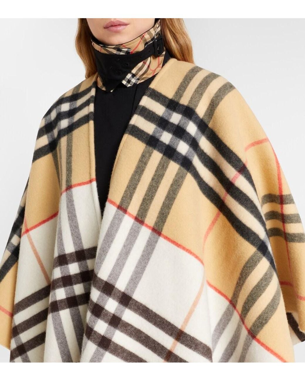 Burberry Metallic Check Cashmere And Wool Shawl