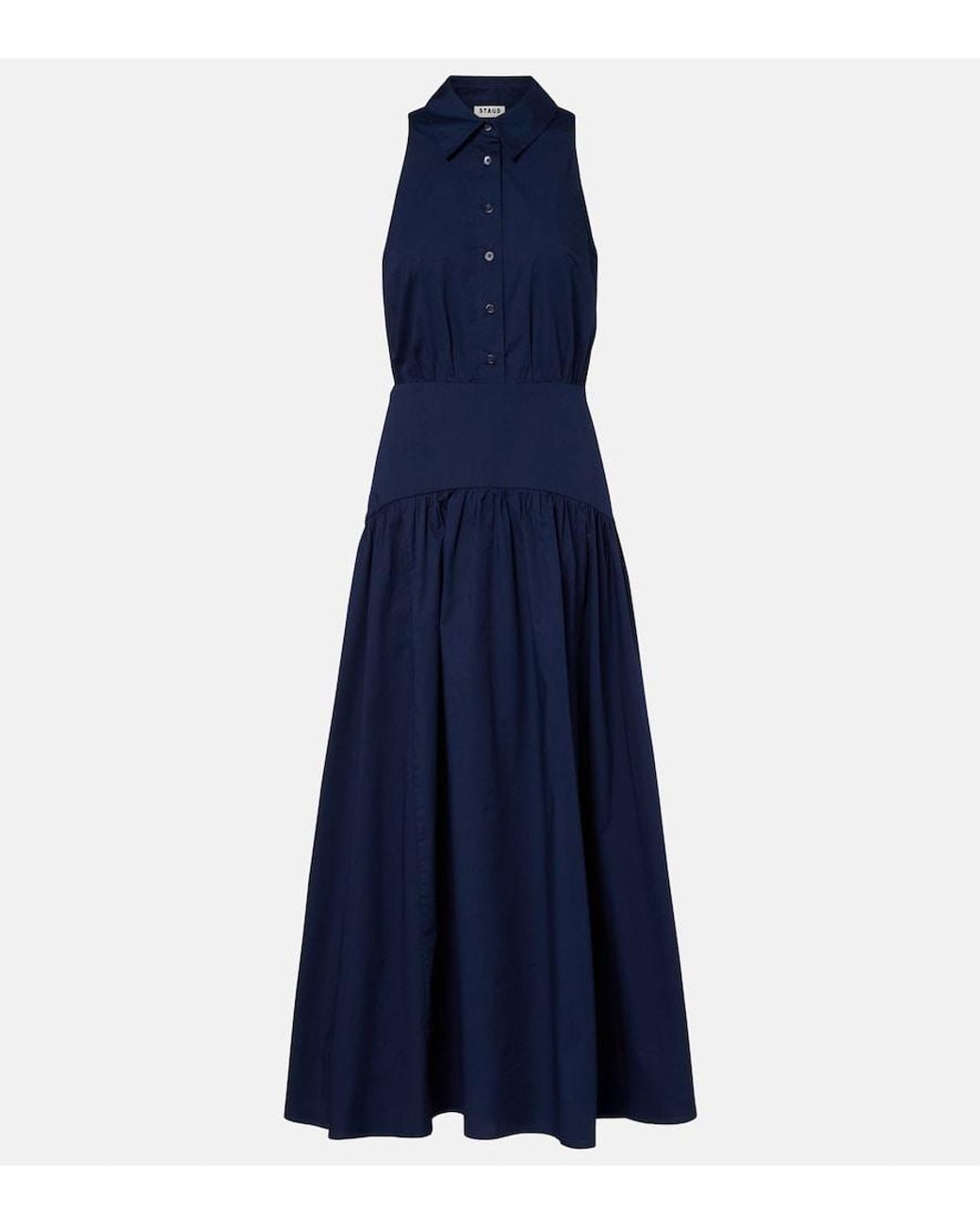 Staud Blue Romy Cotton Midi Dress