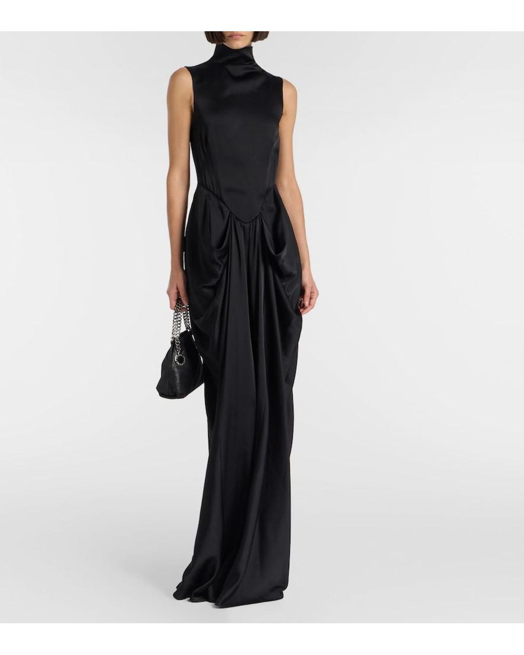 Stella McCartney Black Draped Satin Gown