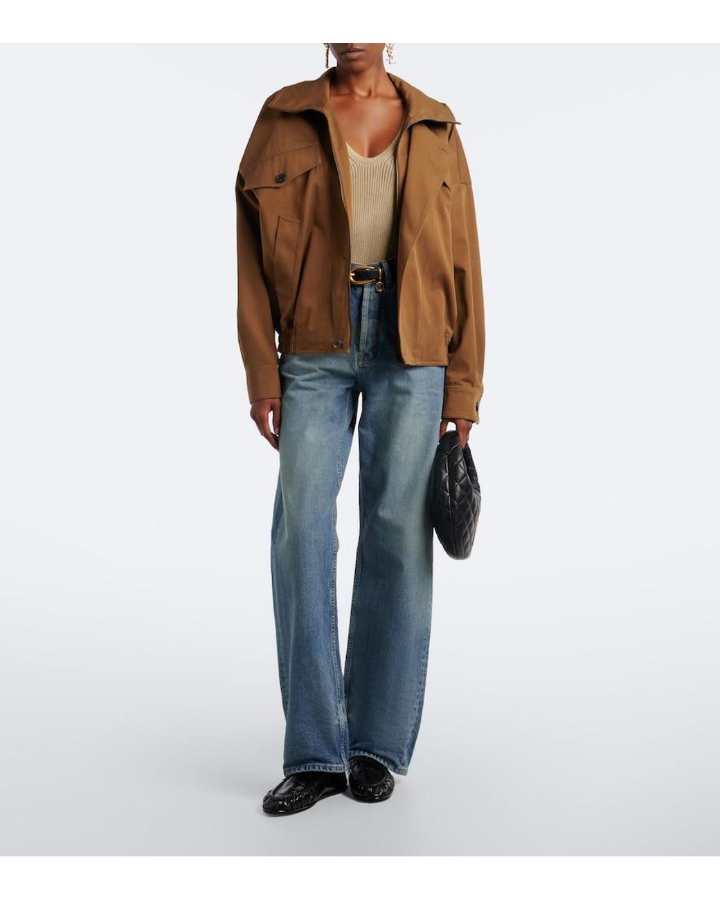 Saint Laurent Blue V-Waist Wide-Leg Jeans