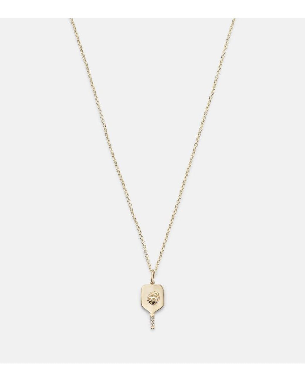 Sydney Evan White Pickleball 14Kt Pendant Necklace With Diamonds