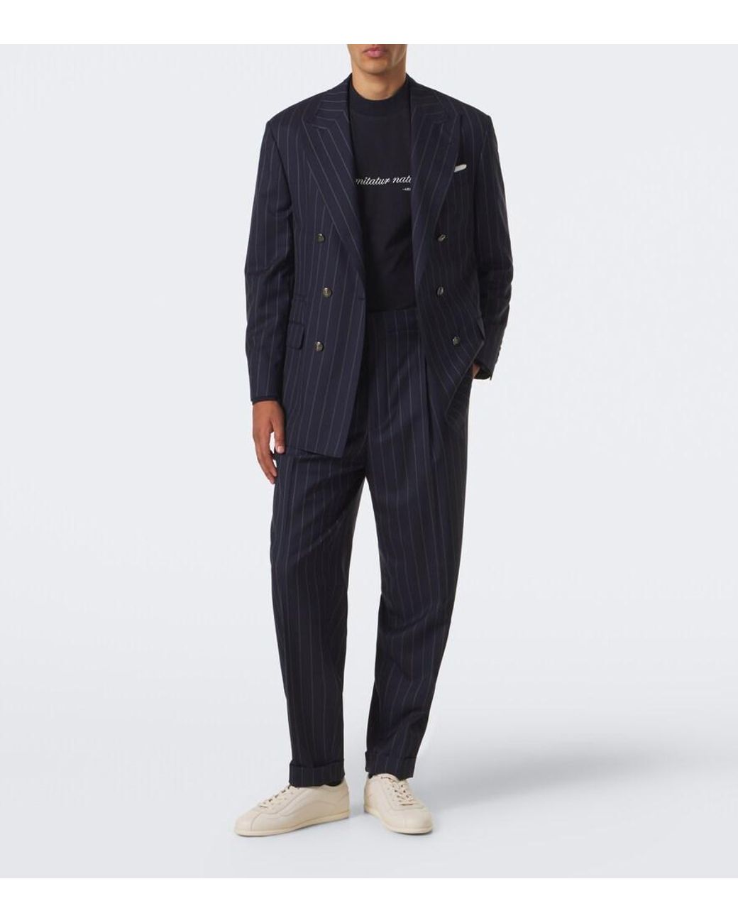 Brunello Cucinelli Blue Printed Cotton Jersey T-Shirt for men