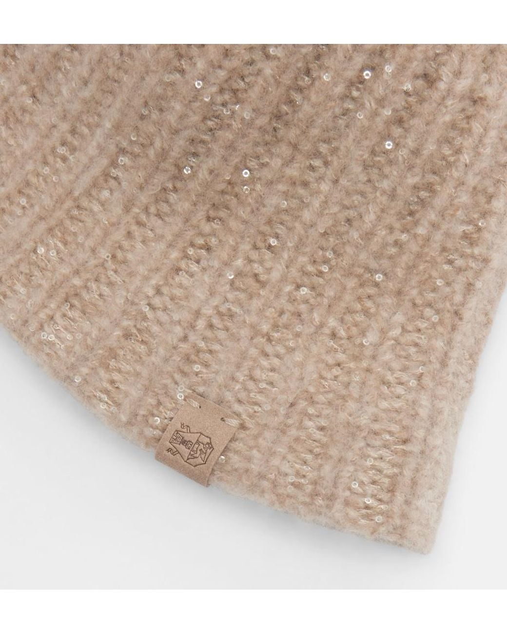 Brunello Cucinelli Natural Sequined Cashmere-Blend Bucket Hat