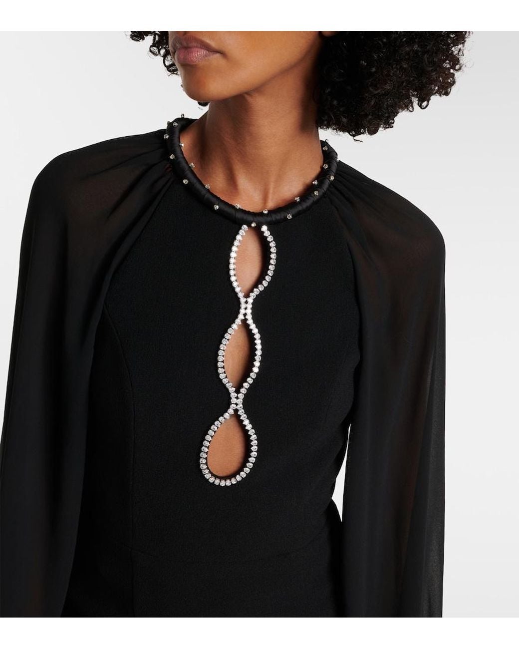 Rebecca Vallance Black Livia Cutout Embellished Gown