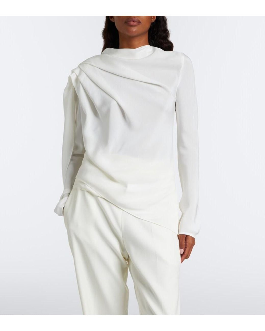 TOVE White Maevi Draped Caped Silk Top