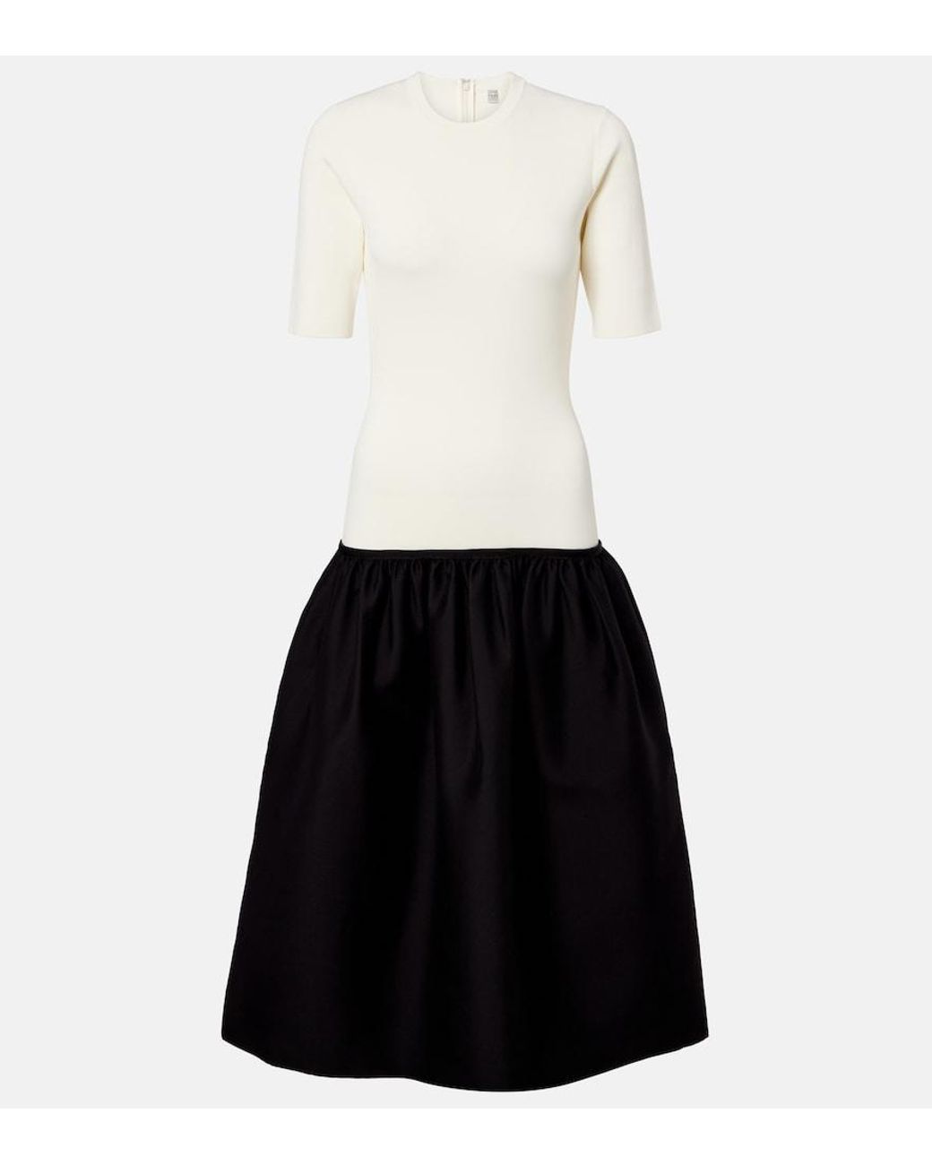 Totême White Wool And Silk-Trimmed Midi Dress