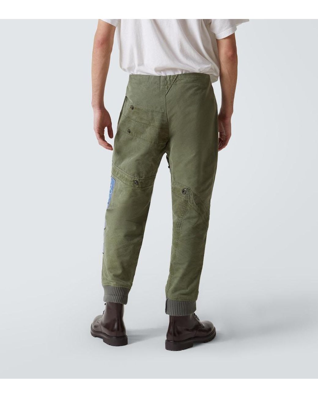 Greg Lauren Green Patchwork Cotton Sweatpants for men