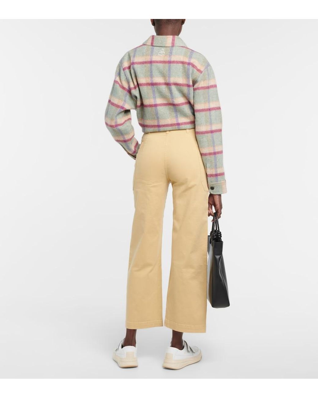 FRAME Natural High-Rise Cropped Cargo Pants