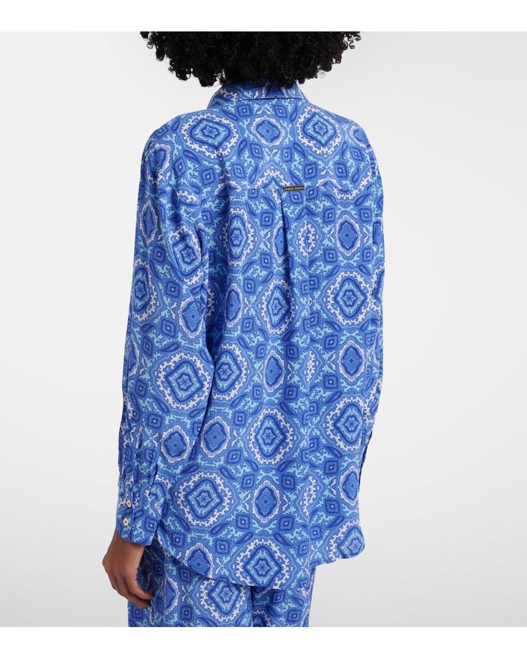 Heidi Klein Blue Mykonos Printed Silk Shirt