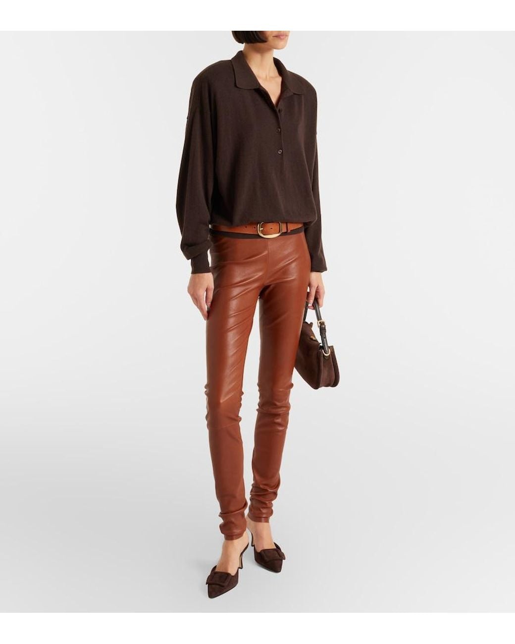 Stouls Brown Carolyn Leather Slim Pants
