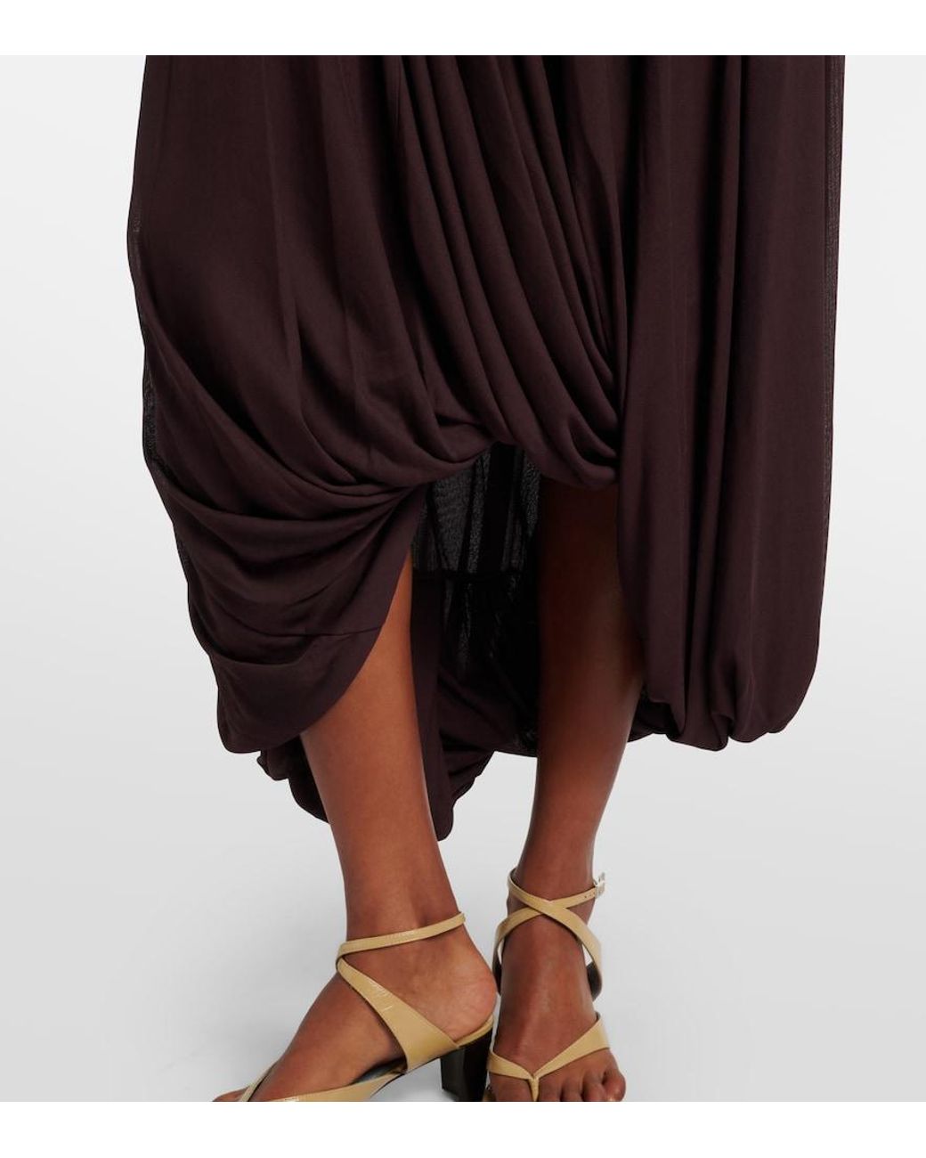 Proenza Schouler Purple Gabri Draped One-Shoulder Jersey Midi Dress
