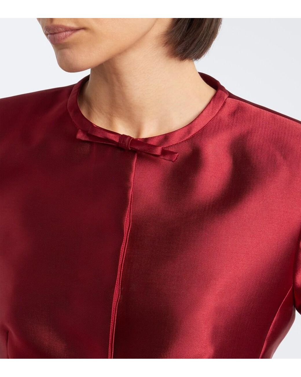Jonathan Simkhai Red Naelle Bow-Detail Satin Top