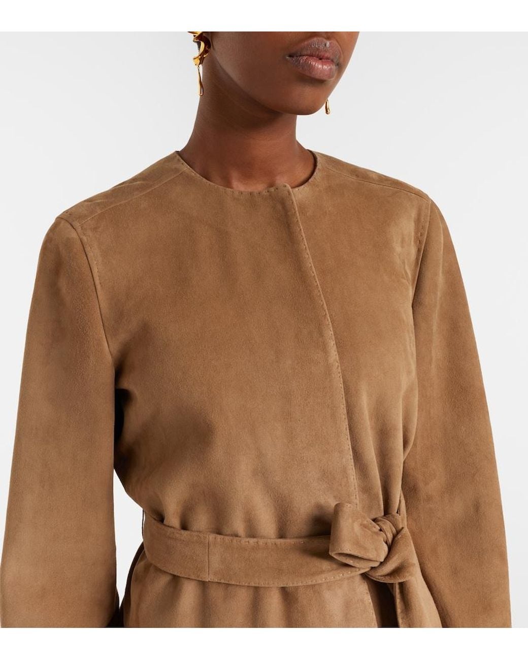 Max Mara Brown Abito Belted Suede Jacket