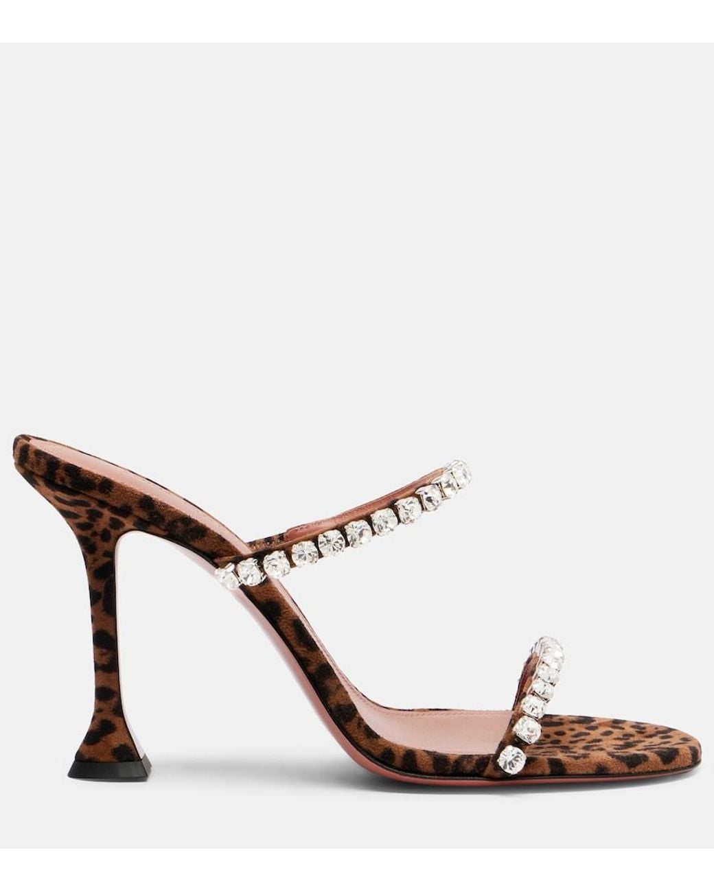 AMINA MUADDI Brown Gigi 95 Leopard-Print Suede Mules