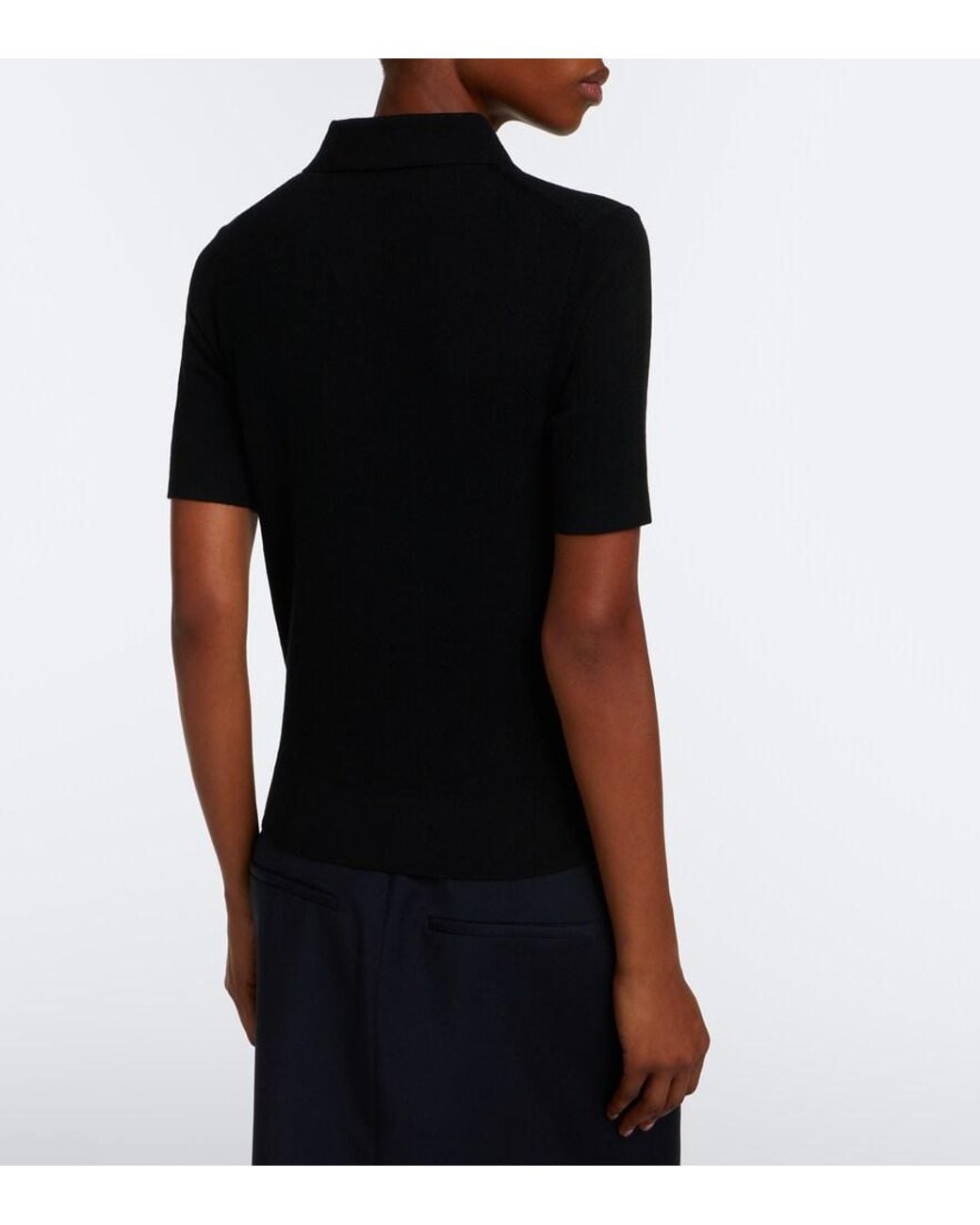 Tory Burch Black Logo Wool Polo Sweater