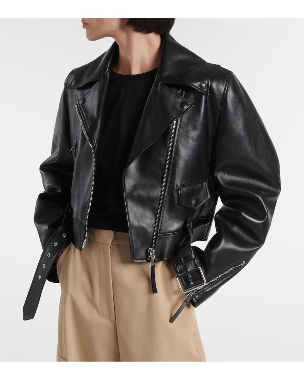 Givenchy Black Cocoon Cropped Leather Biker Jacket
