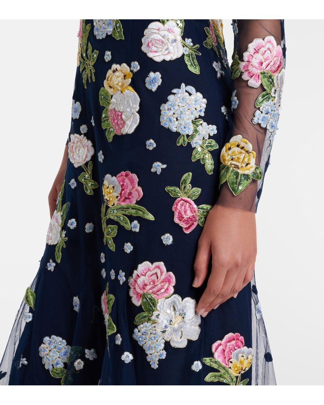 Carolina Herrera Black Embroidered Cocktail Dress