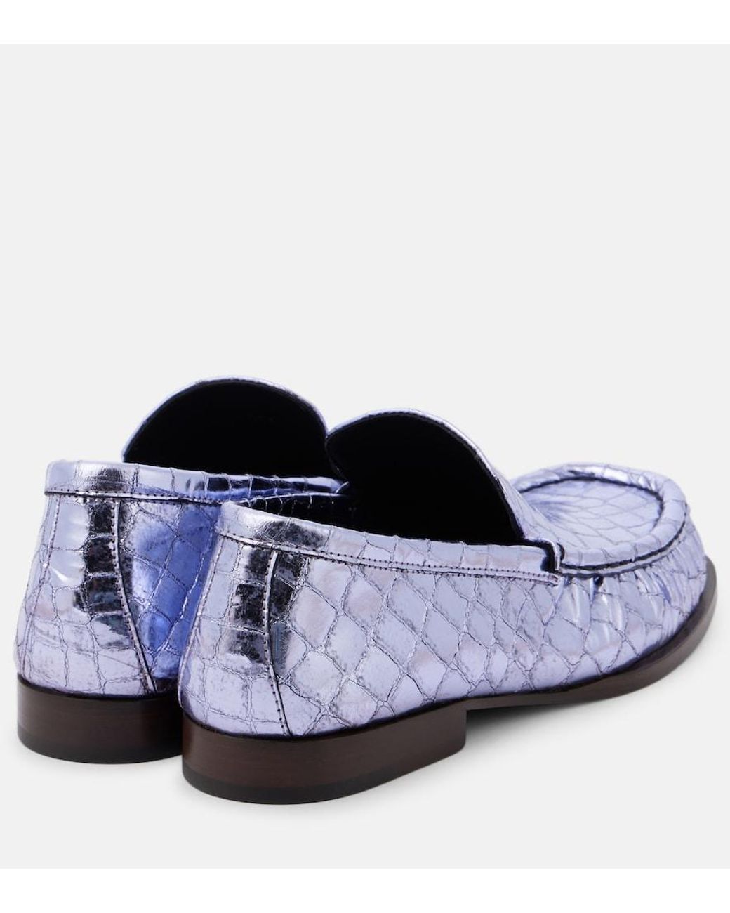 Dries Van Noten Blue Croc-Effect Leather Loafers