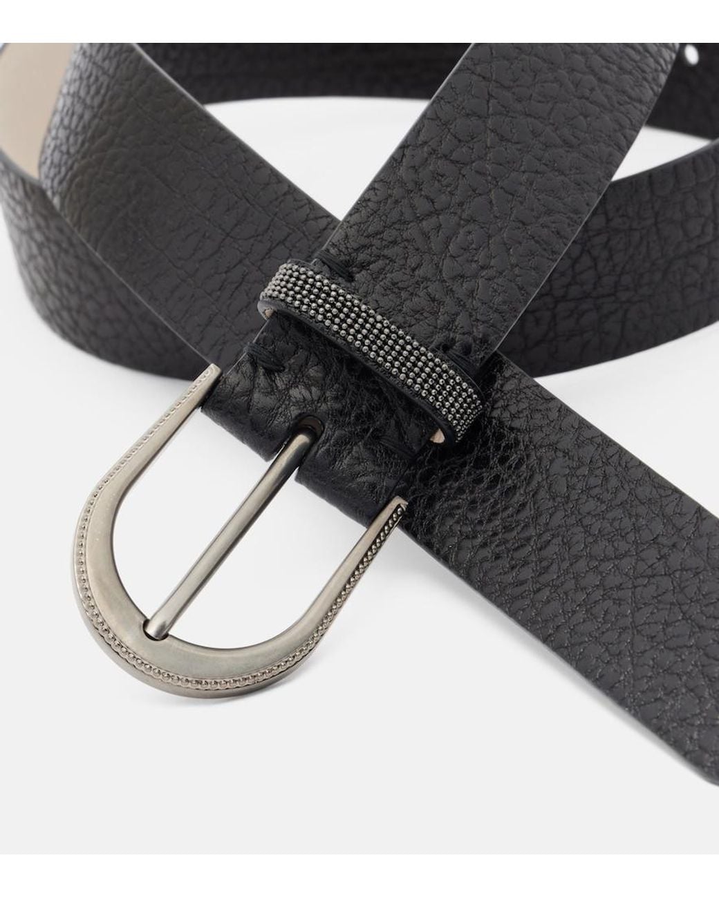 Brunello Cucinelli Black Monili Leather Belt