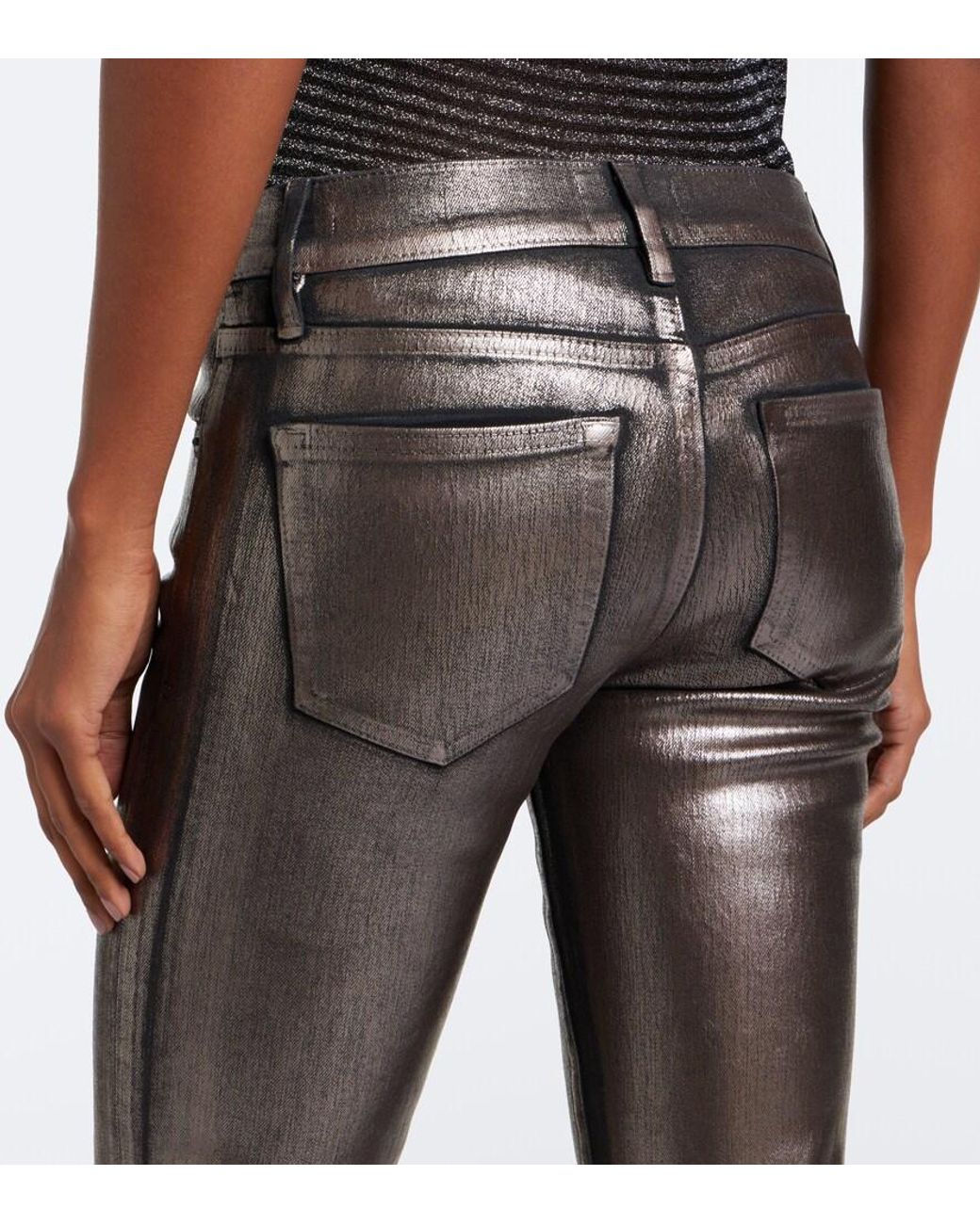 FRAME Gray Rodeo Coated Flared Jeans