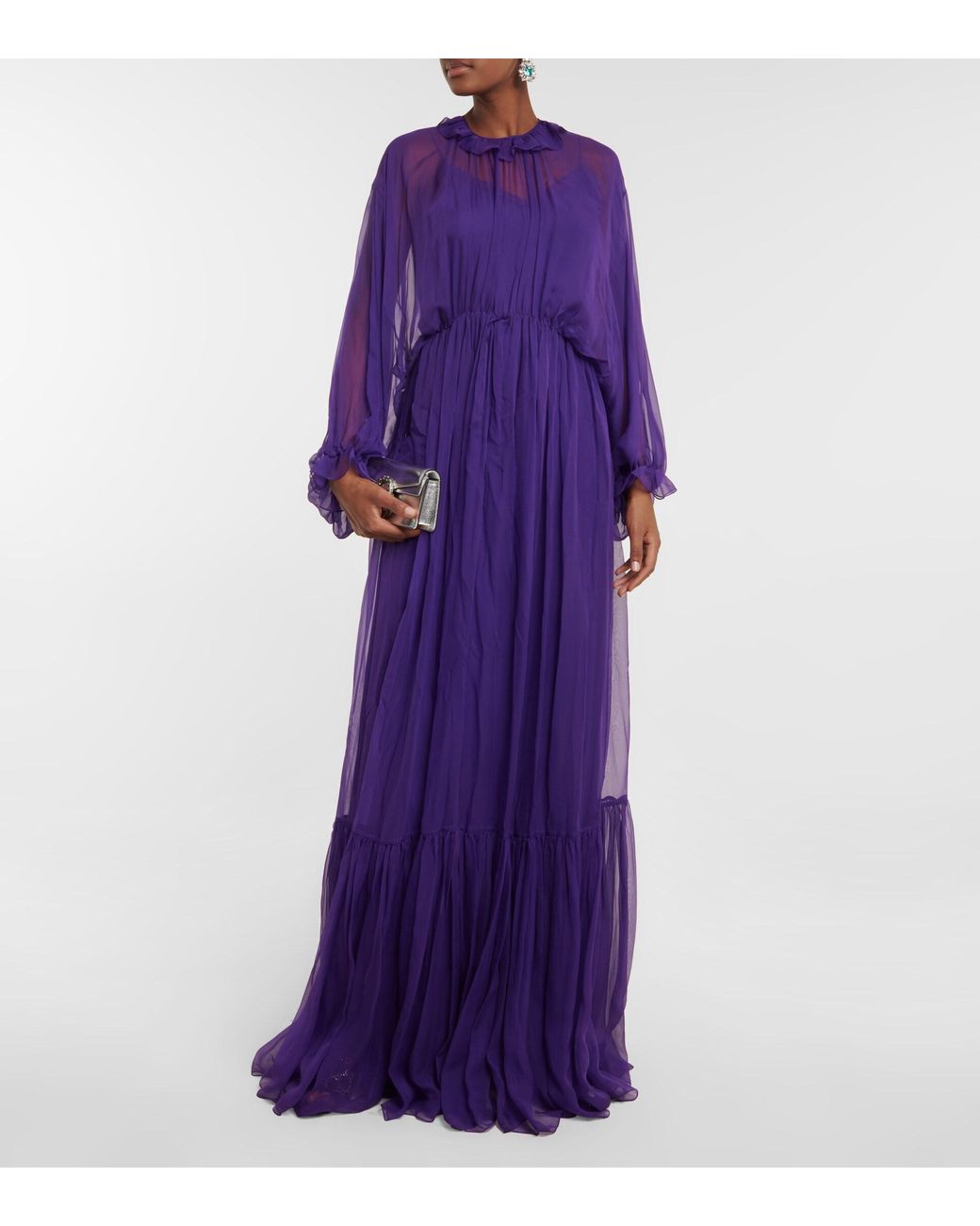 Gucci Silk Chiffon Gown in Purple | Lyst