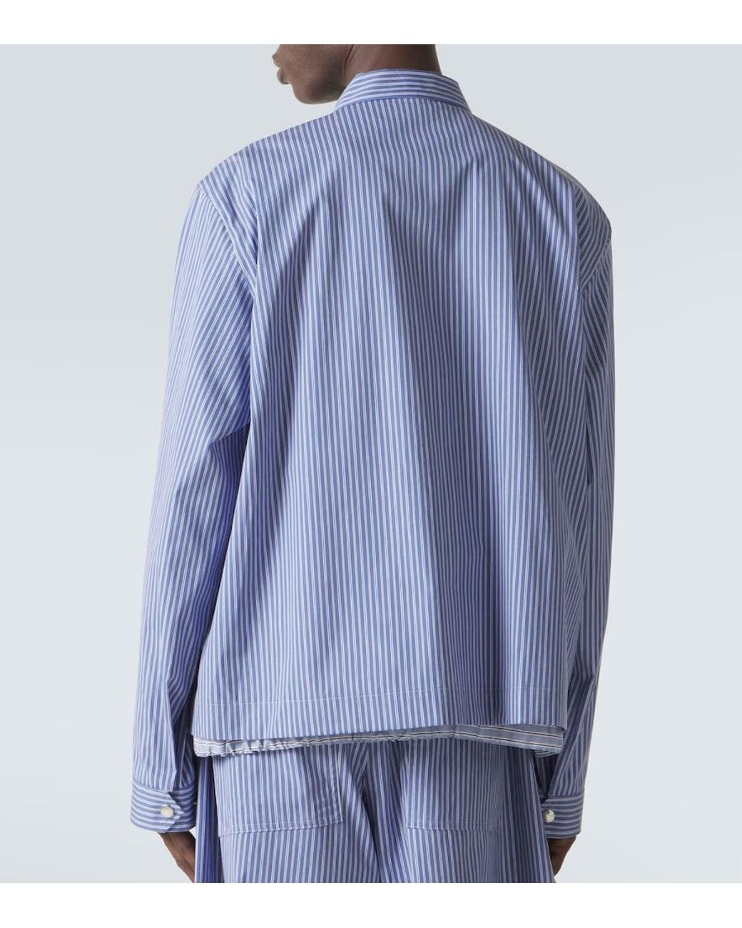 Sacai Blue Striped Cotton Poplin Blouson Jacket for men