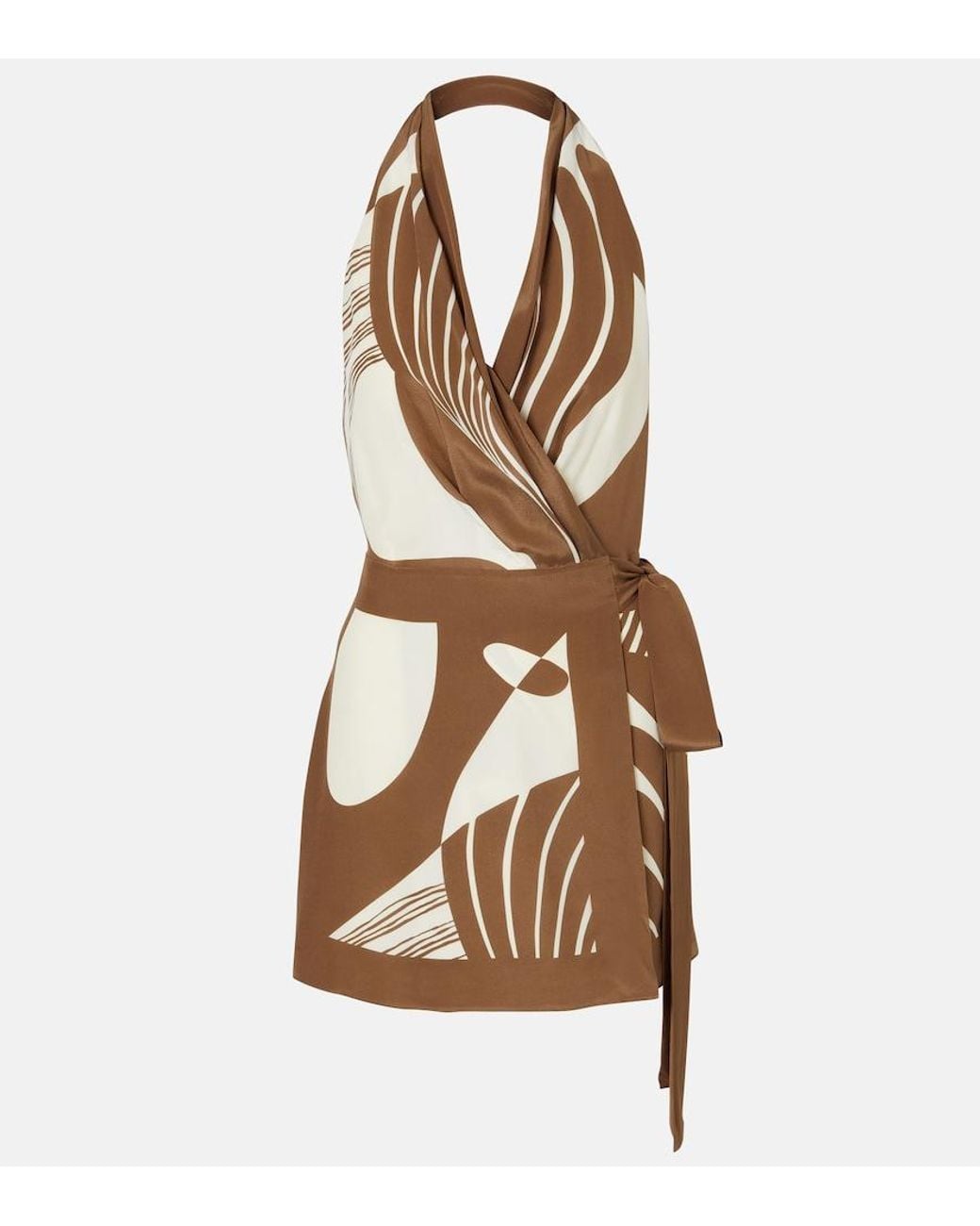 Sir Brown Almara Printed Silk Wrap Dress