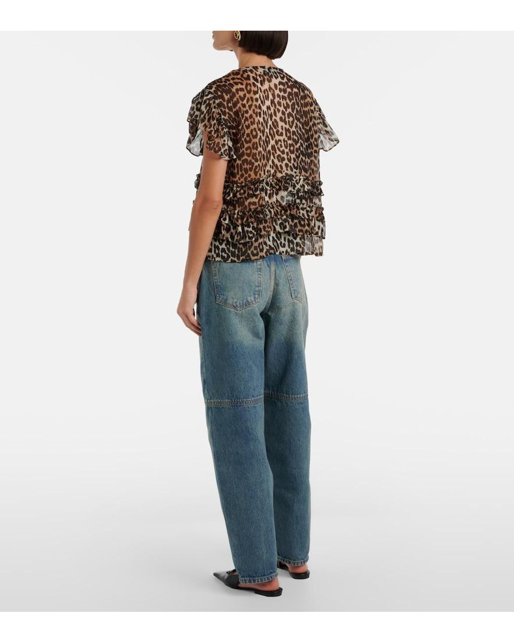 Ganni Blue Stary Barrel-Leg Jeans