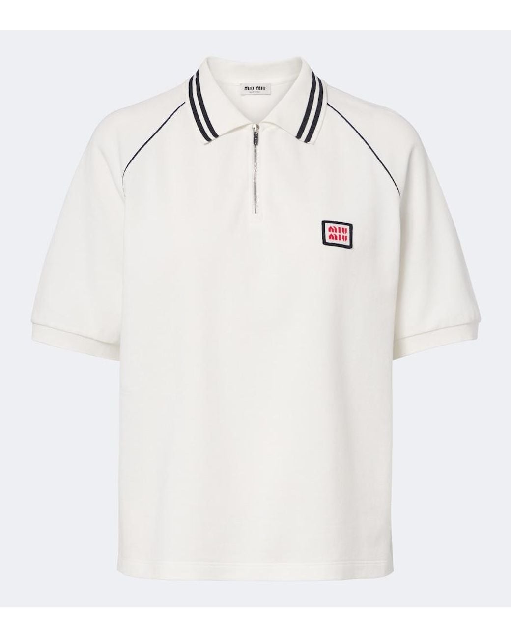 Miu Miu White Cotton Pique Polo Shirt