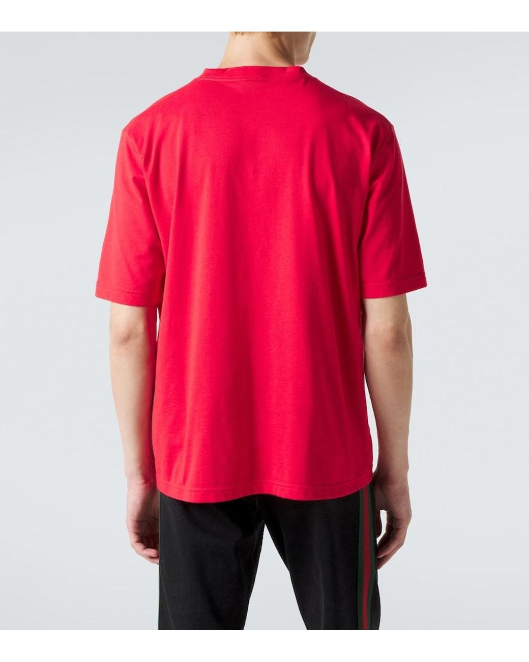 Gucci Pink Logo Cotton-Blend Jersey T-Shirt for men
