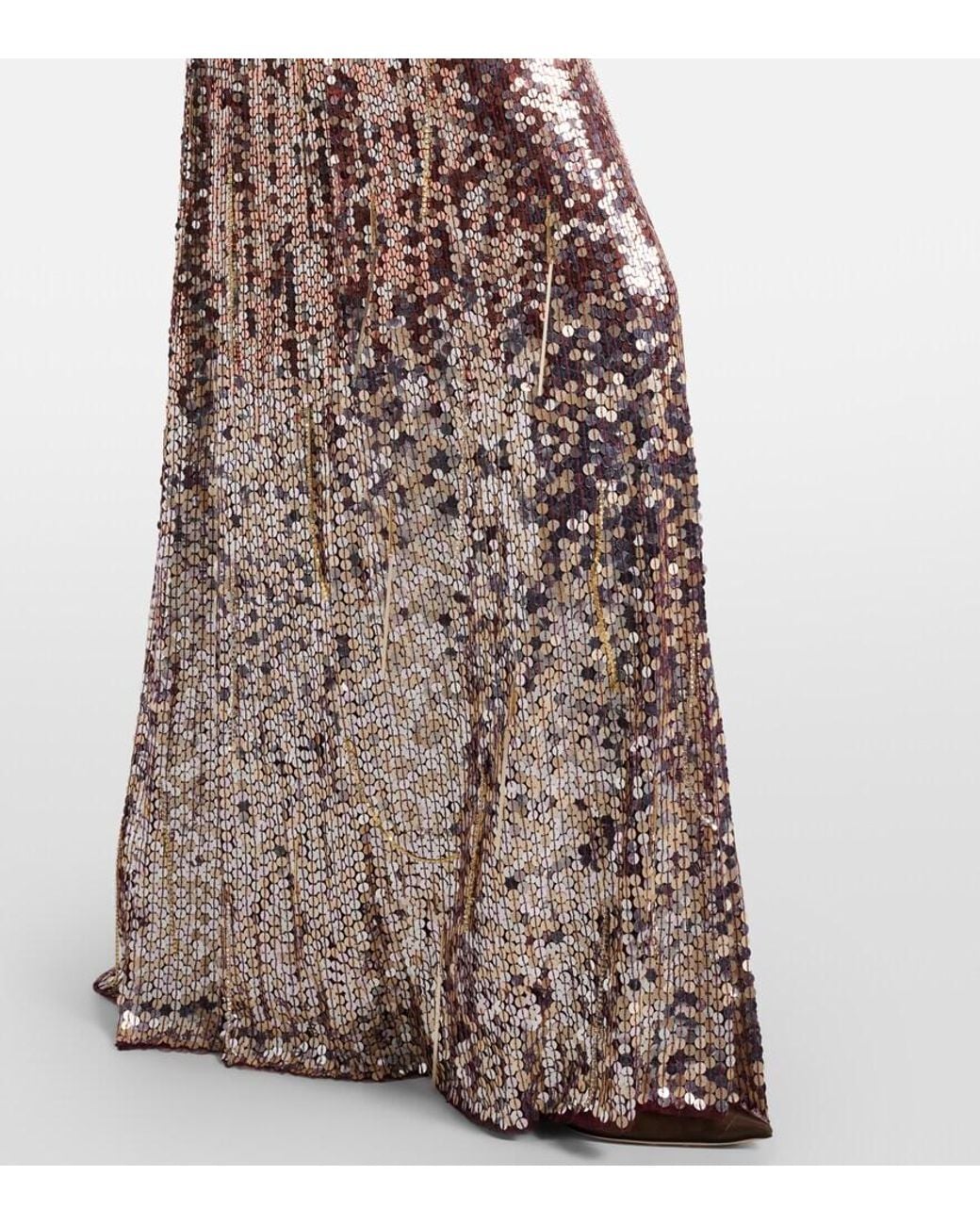 Vestido De Fiesta Phara Con Flecos Jenny Packham de color Brown