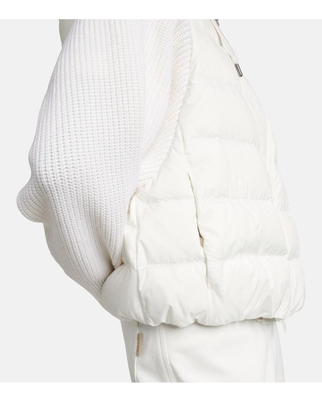 Brunello Cucinelli White Wool And Cashmere-Blend Knit Jacket