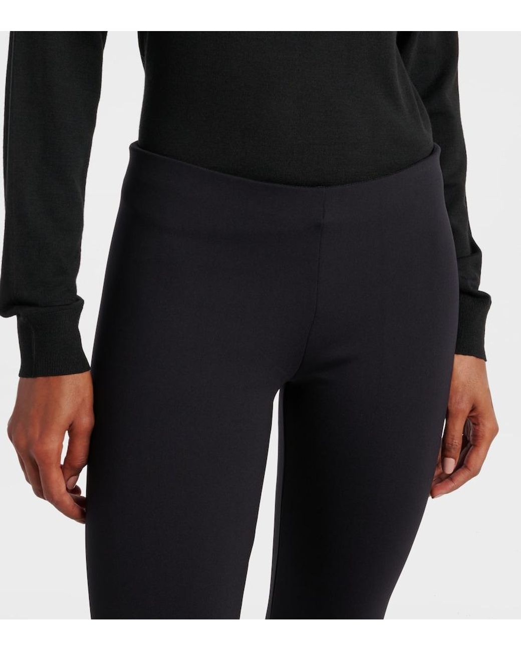 The Row Black Woolworth Stretch-jersey leggings