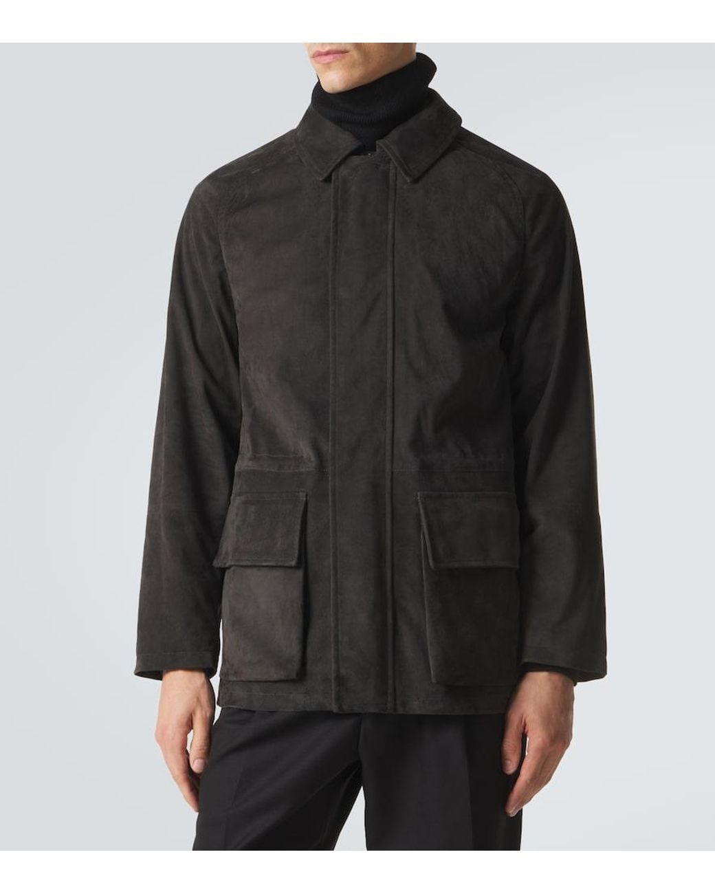 Saman Amel Jacke City Aus Veloursleder in Black für Herren