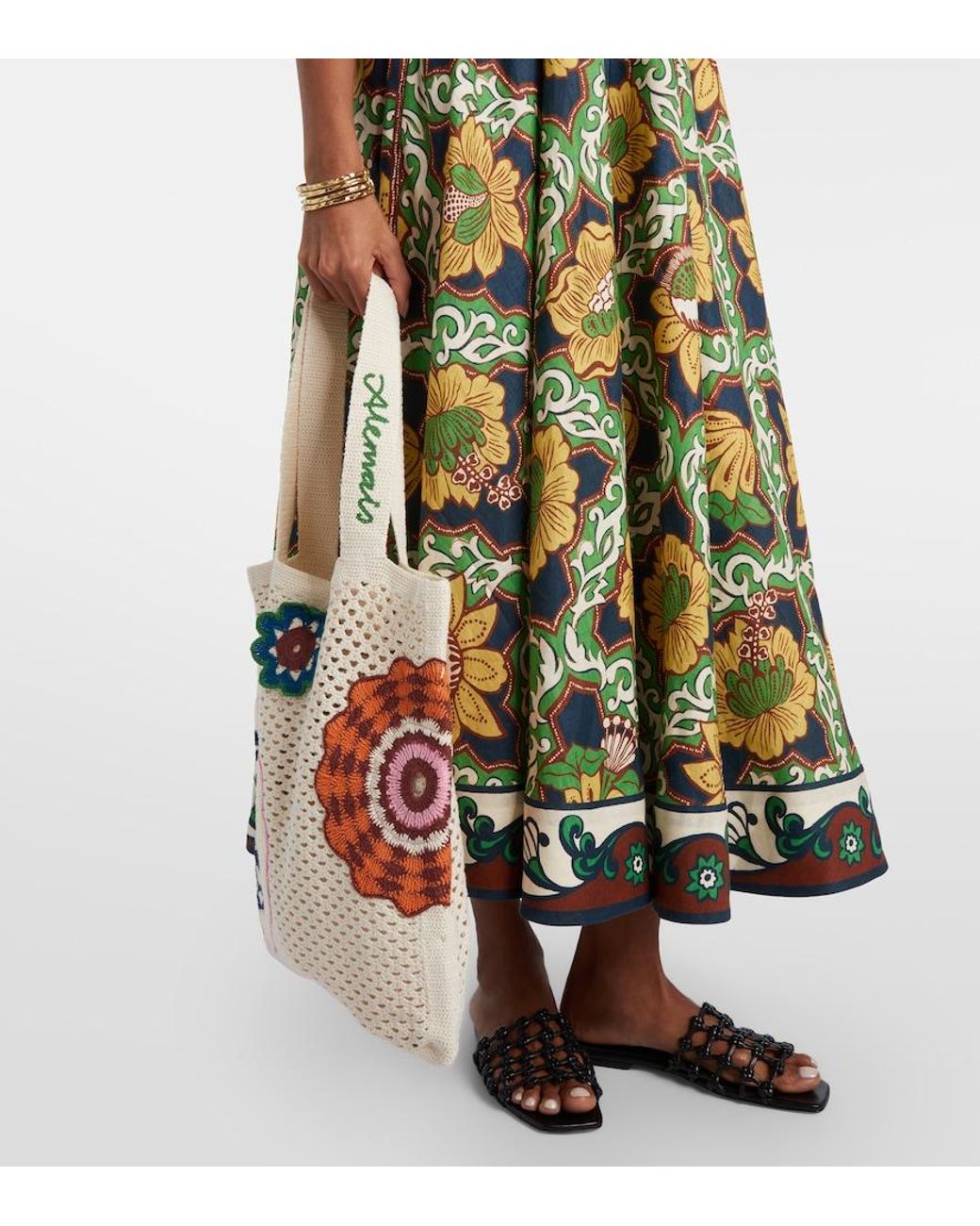 ALÉMAIS White Medium Crochet Tote Bag