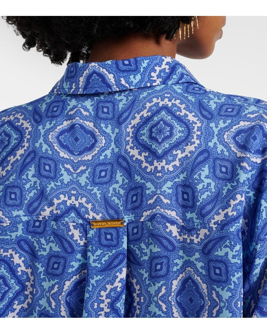 Heidi Klein Blue Mykonos Printed Silk Shirt