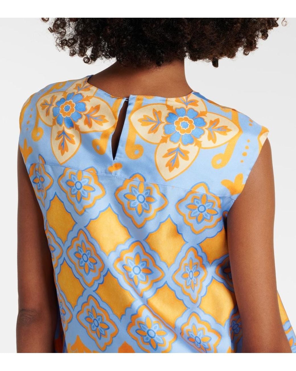 LaDoubleJ Yellow San Carlo Printed Silk Twill Top
