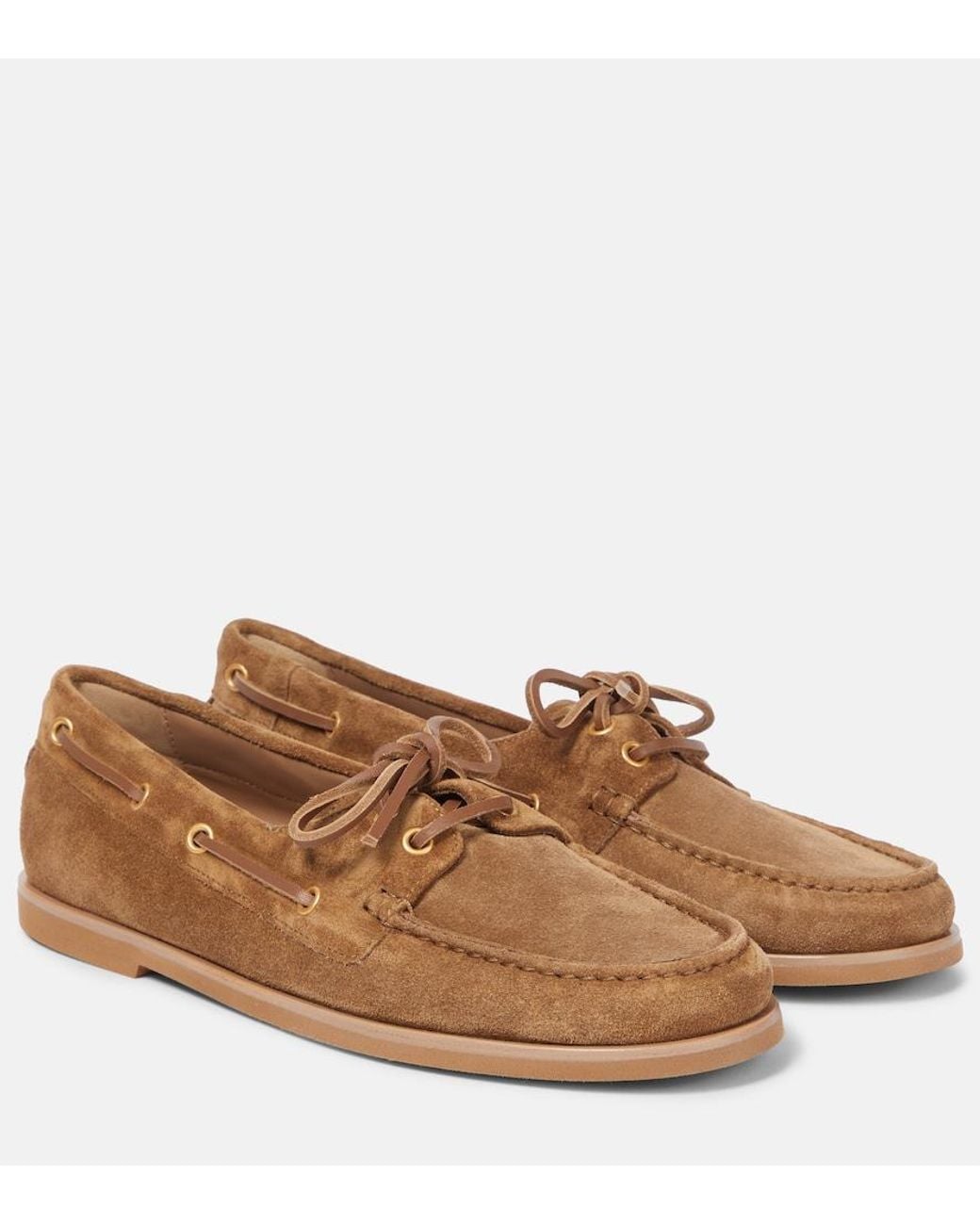Gianvito Rossi Brown Vandee Suede Boat Shoes