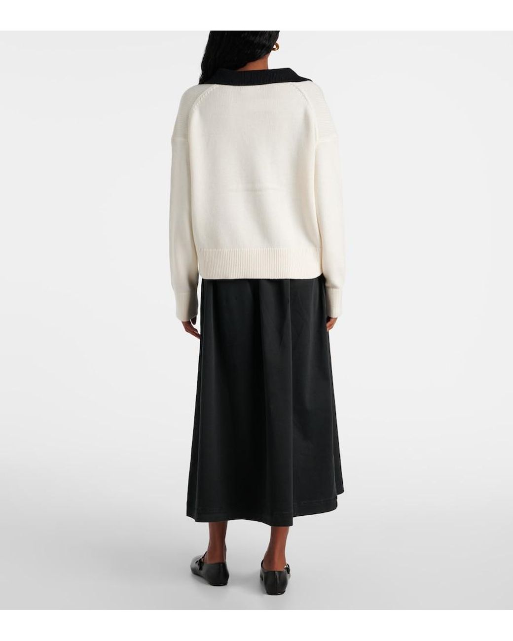Velvet White Lucie Cotton And Cashmere Polo Sweater