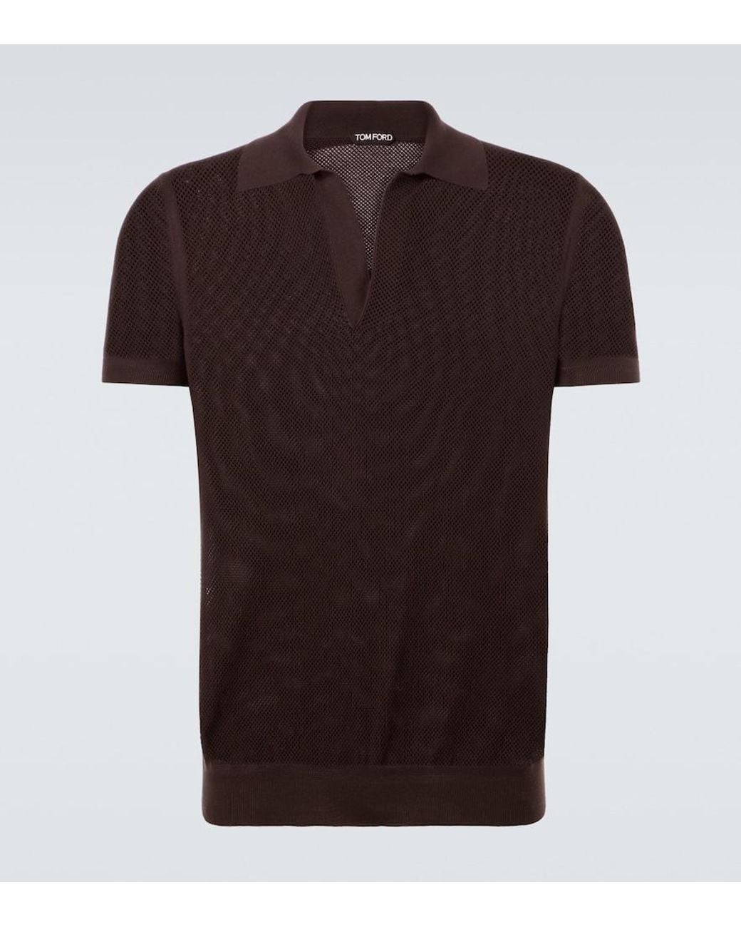 Tom Ford Brown Semi-Sheer Cotton And Silk Polo Shirt for men
