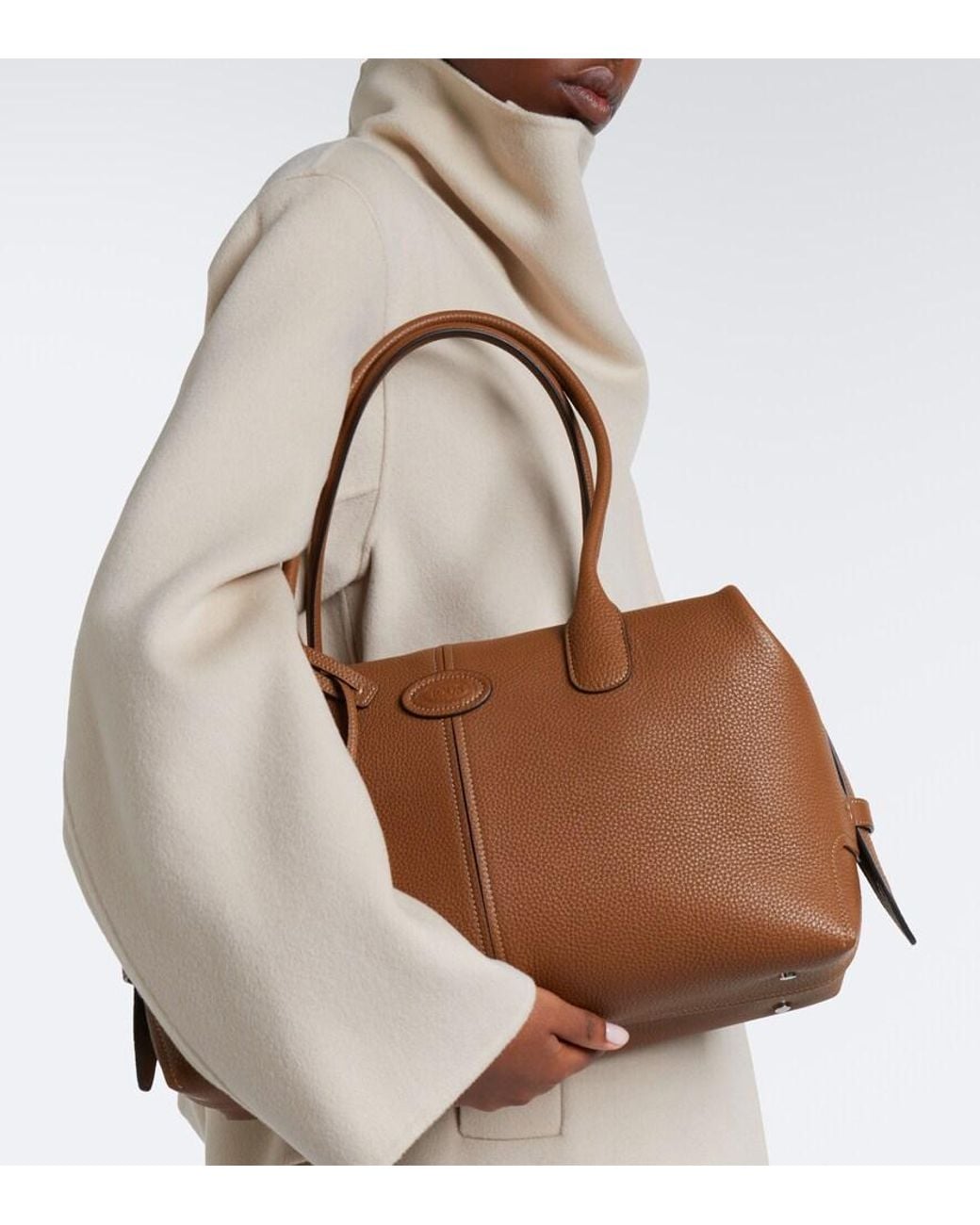 Tod's Brown Large Leather Bowling Bag