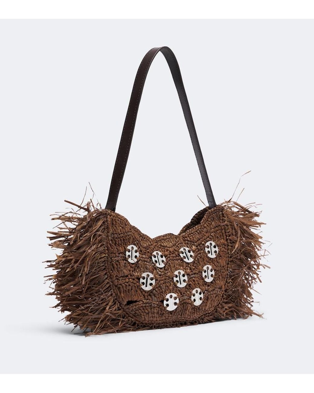 Rabanne Brown Sac A Main Fringed Raffia Top-Handle Bag