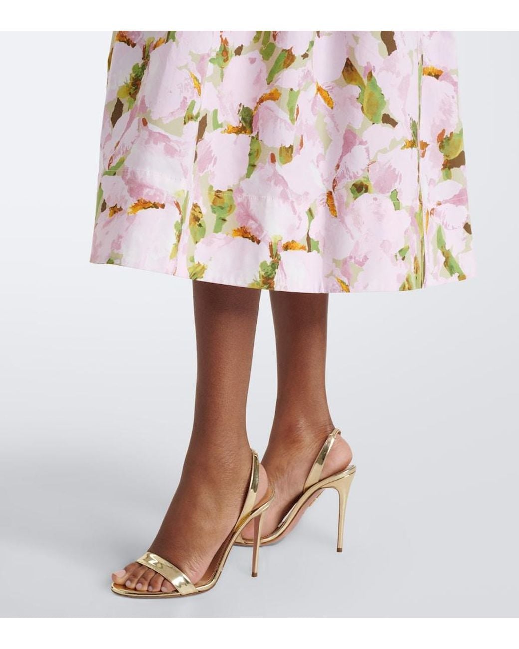 Oscar de la Renta Pink Floral Cotton-Blend Cocktail Dress