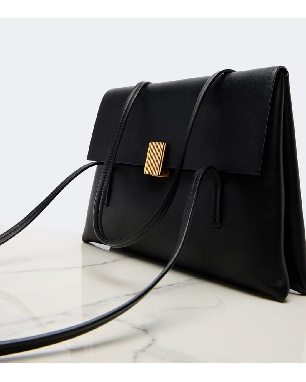 Khaite Black Soft Blake Medium Leather Shoulder Bag