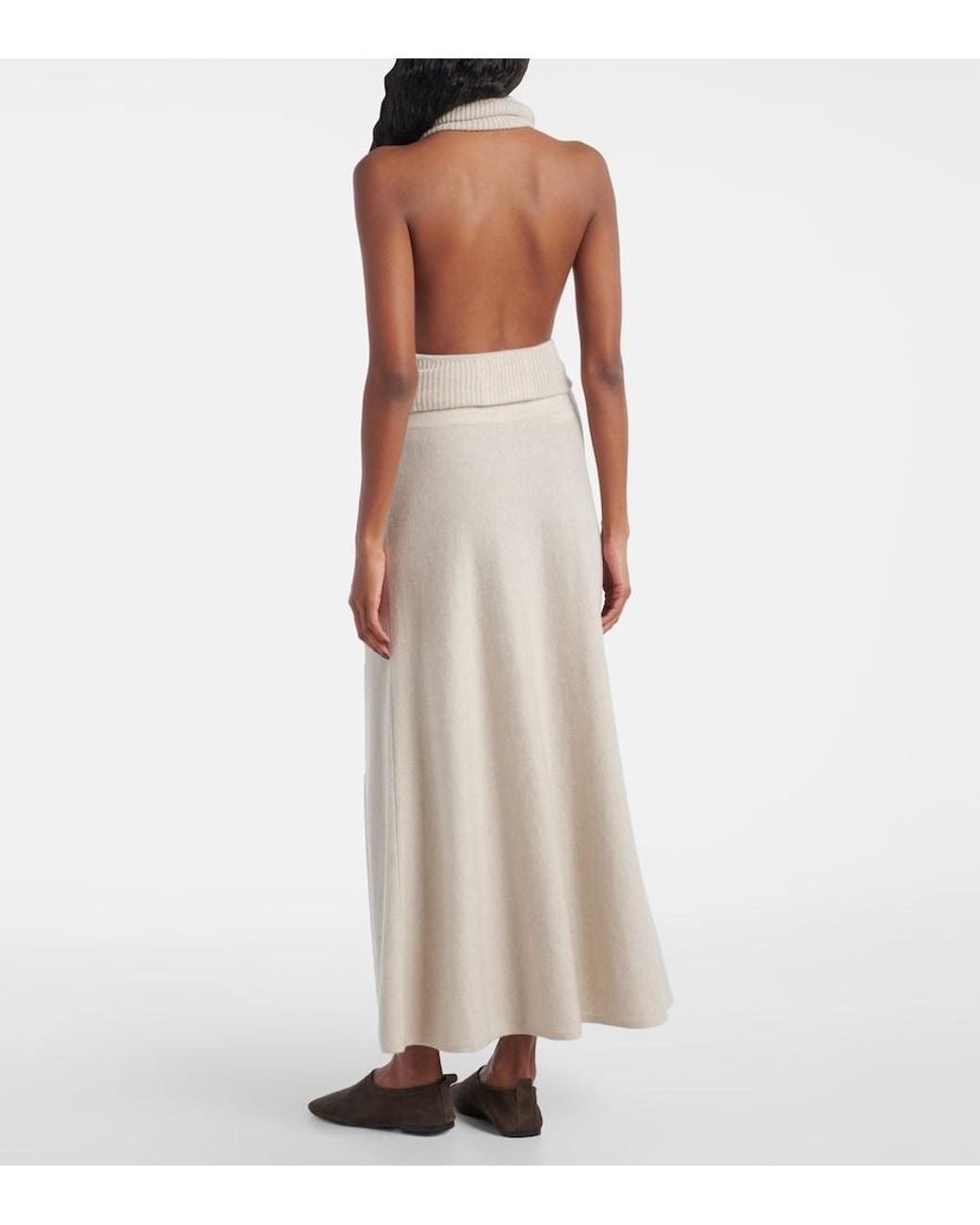 Lisa Yang White Torie High-Rise Cashmere Maxi Skirt