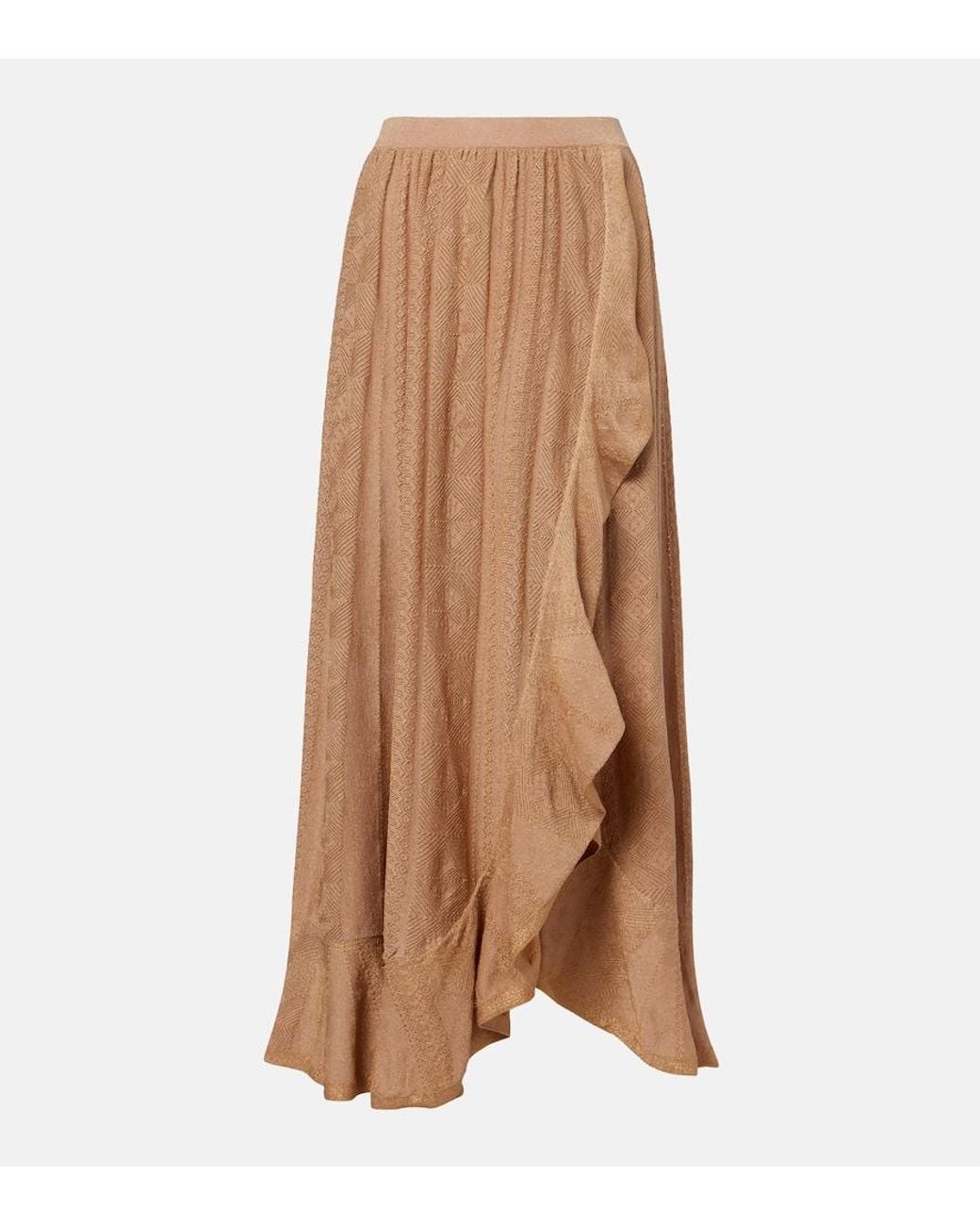 Zimmermann Brown Aster Pointelle Lame Maxi Skirt