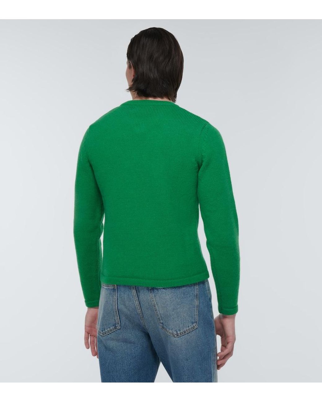 ERL Green Embroidered Wool-Blend Sweater for men