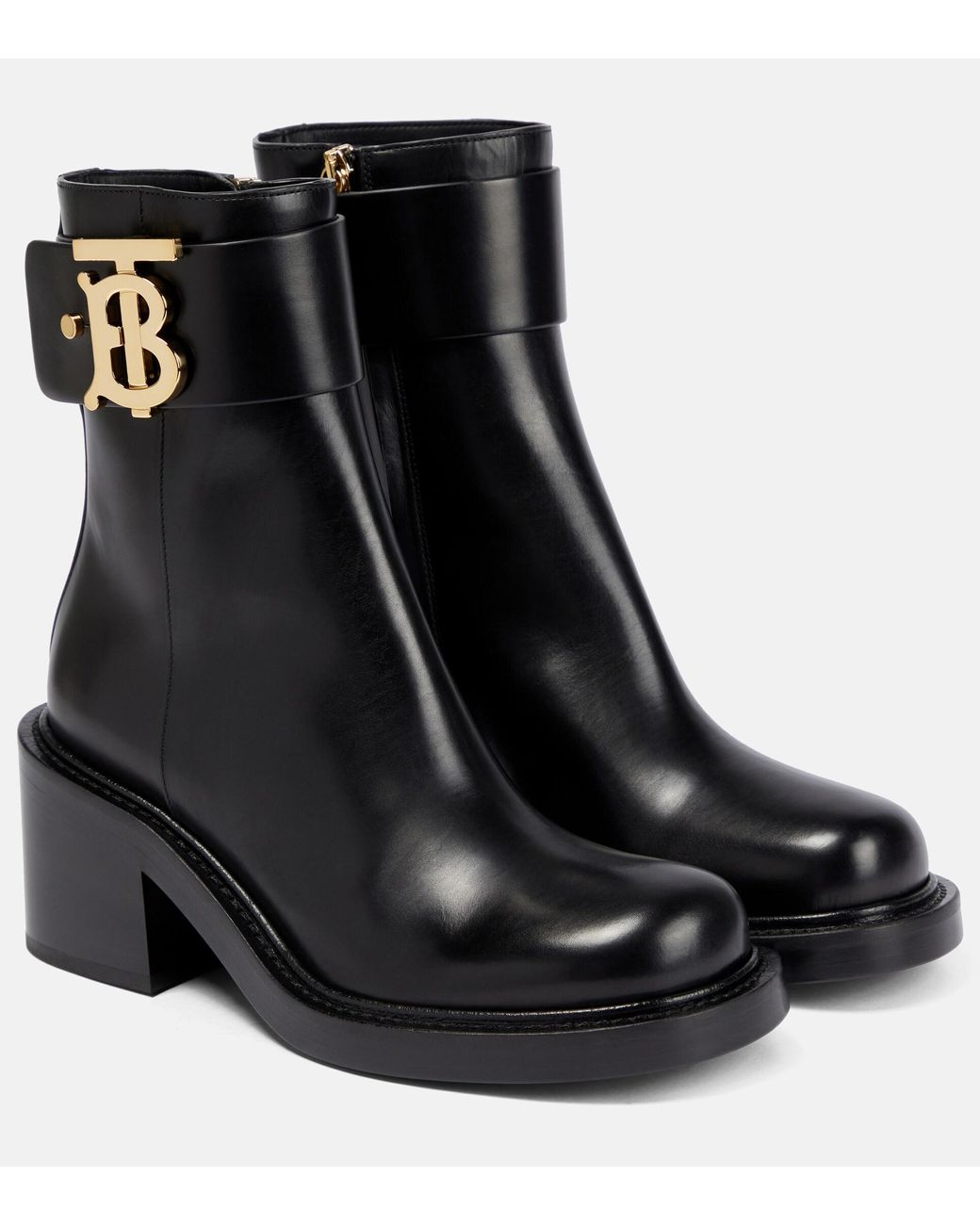 Burberry Westella Leather Ankle Boots in Black | Lyst